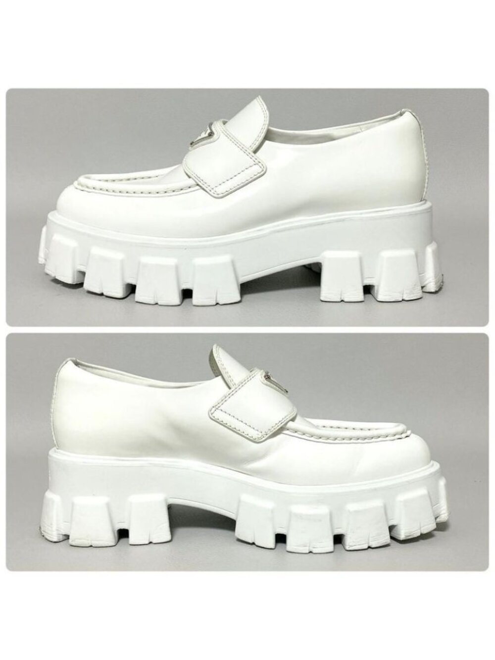 Prada Monolith Brushed Leather Loafers 36 White - Picture 5 of 10
